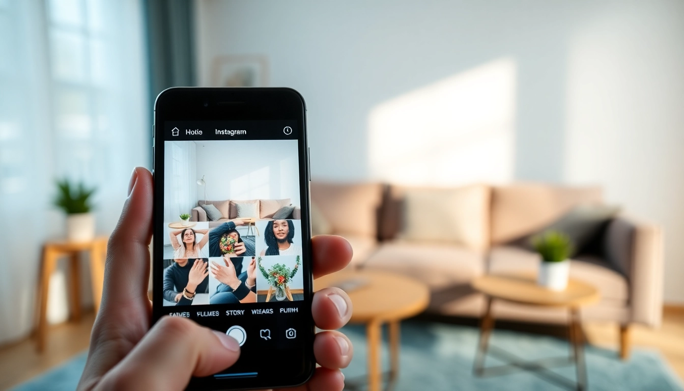 Engaging anonymous Instagram story viewer displayed on a smartphone in a modern living room.