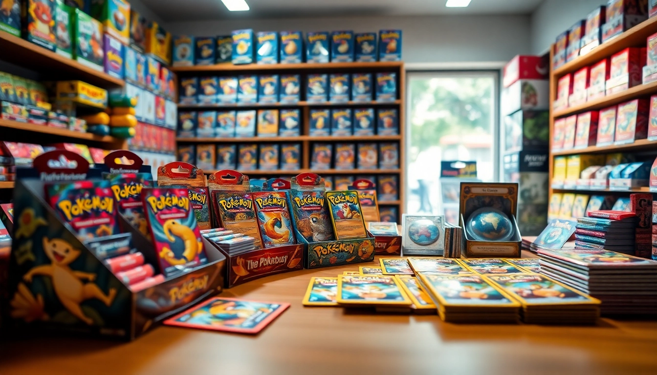 Browse Pokémon TCG India card collection in a vibrant store setting.