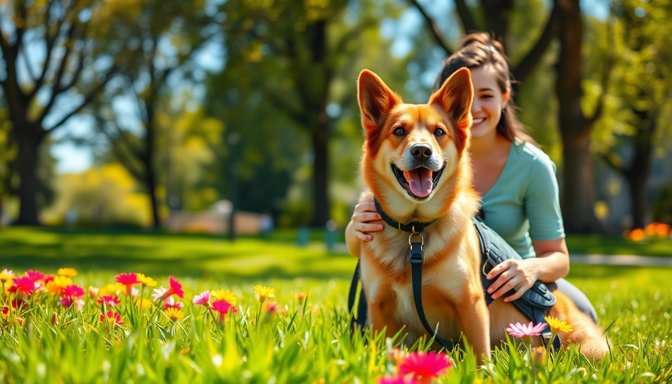 Engage with service dogs for sale offering companionship and support in a tranquil park setting.