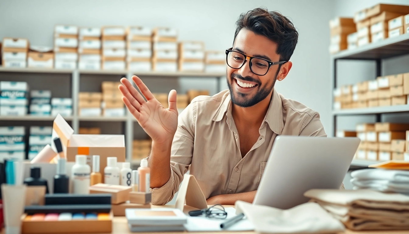 Examining wholesale products to sell on Amazon, showcasing an organized workspace and engaging atmosphere.