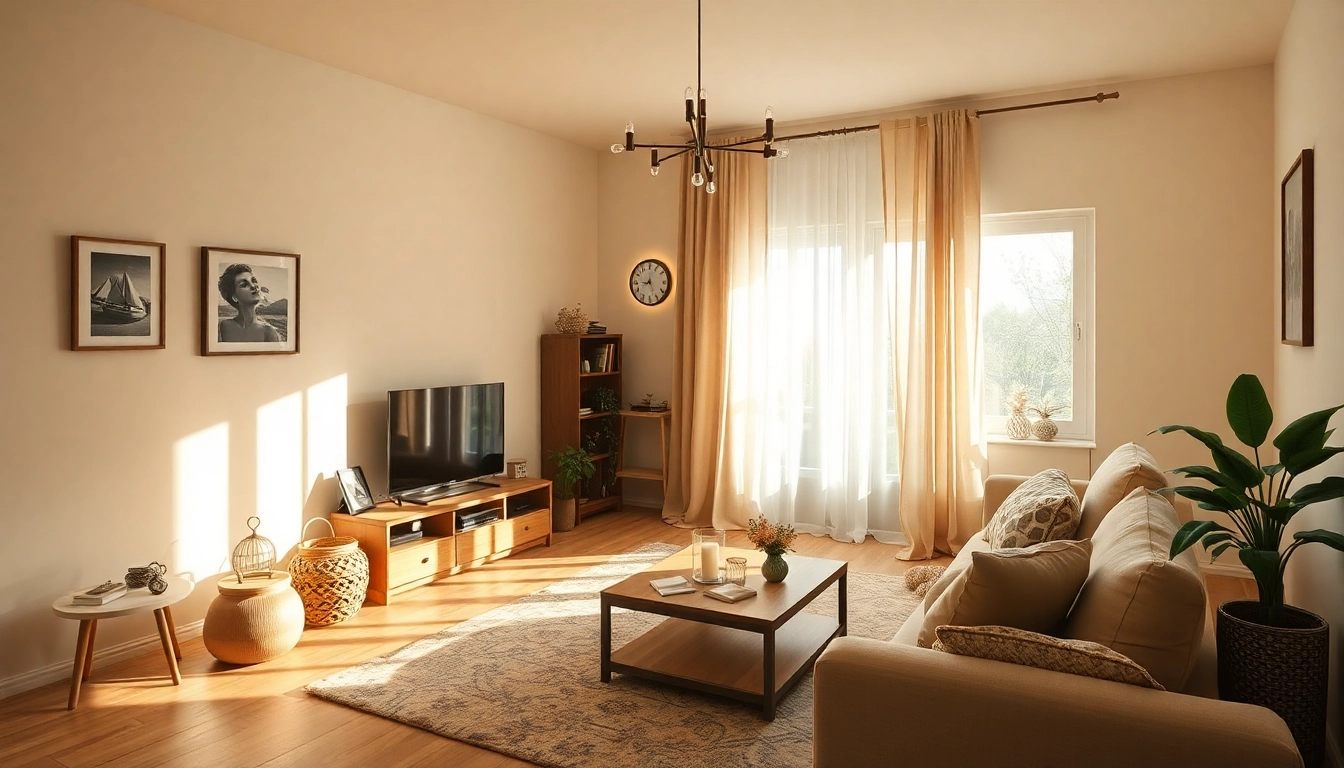 Woningontruiming van een woonkamer met persoonlijke spullen, zorgvuldig voorbereid voor het ontruimingsproces.