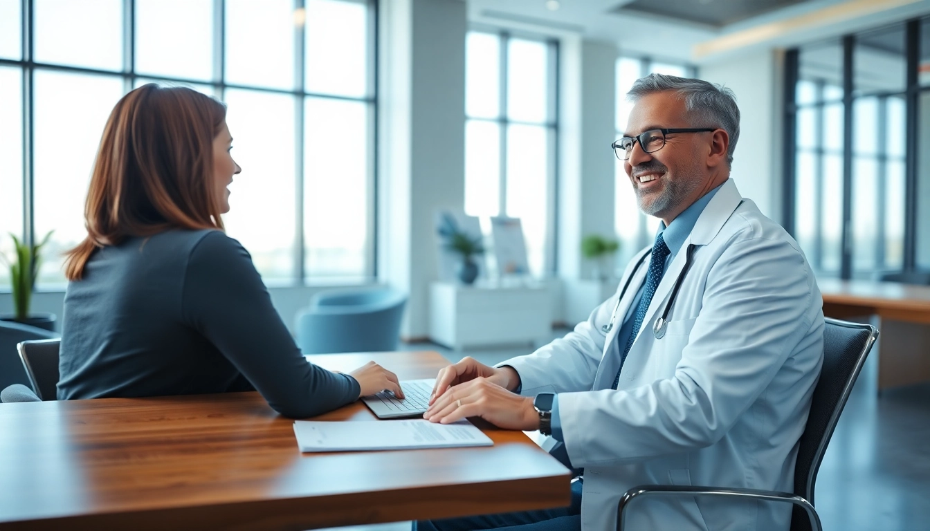 Engaging consultation in concierge medicine Las Vegas with a physician and patient in a modern clinic.