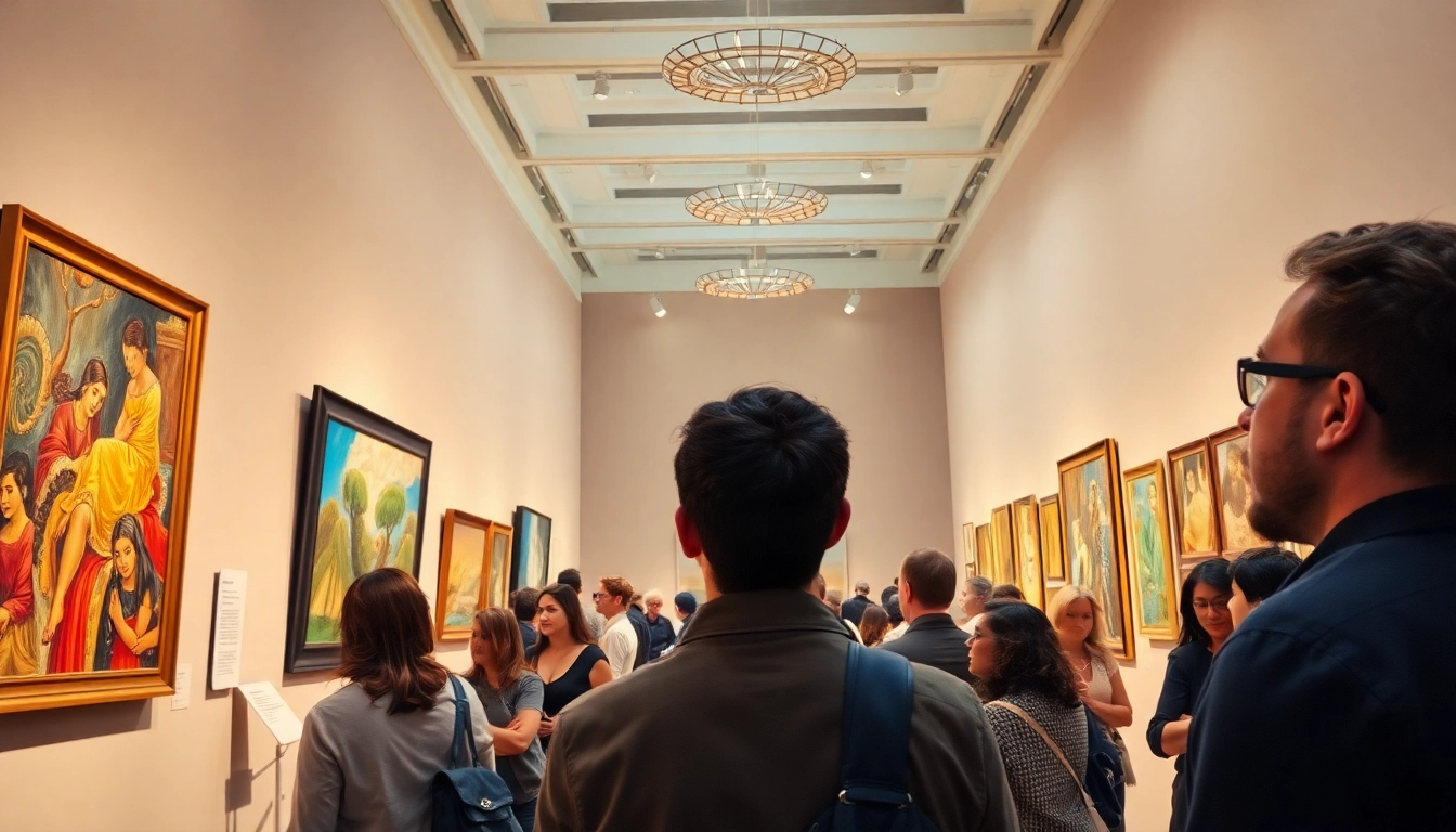 Visitors admiring art in the Jerusalem Art Museum's contemporary exhibition space.