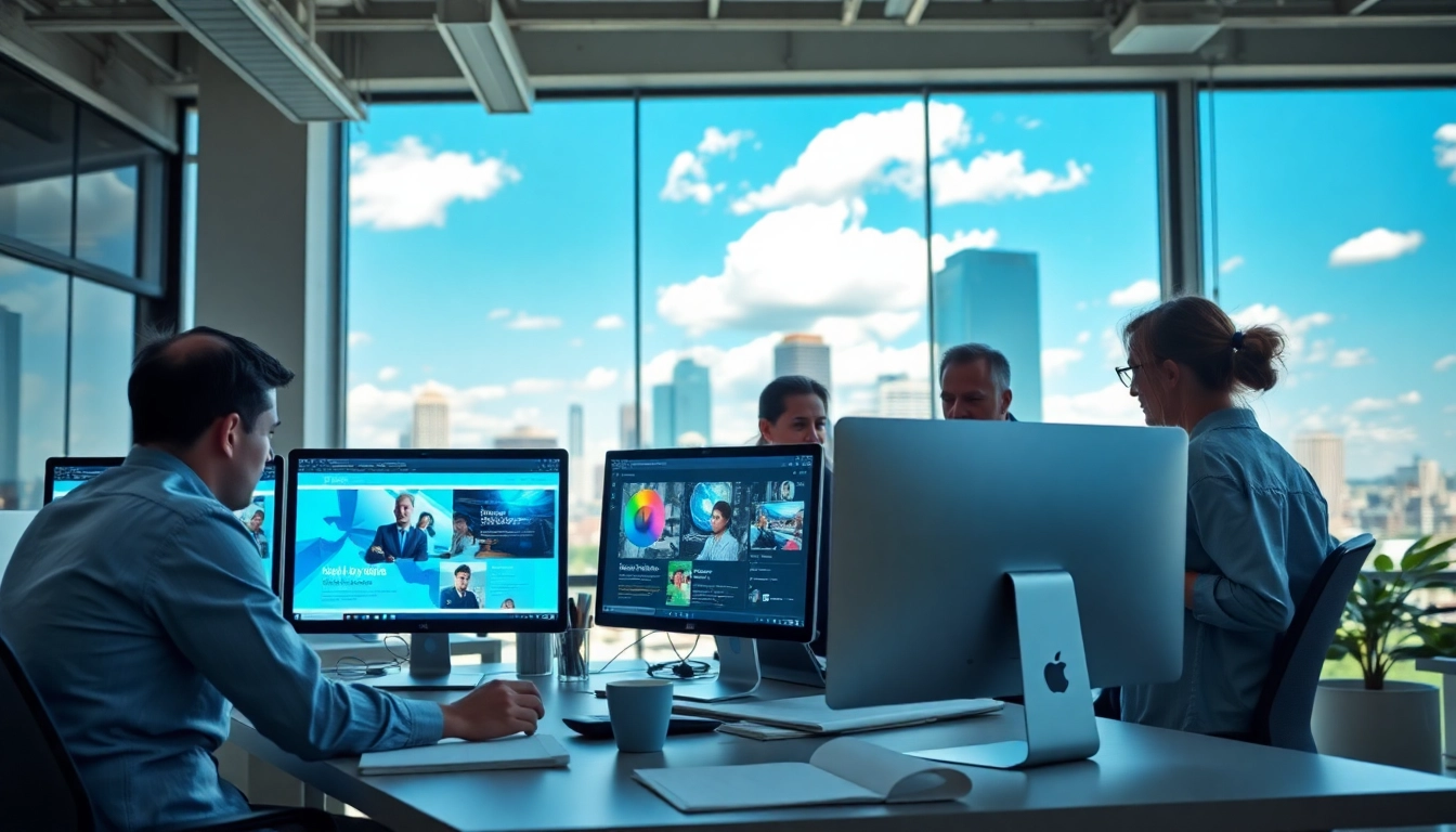 Creating innovative web design kansas city in a vibrant urban studio environment.