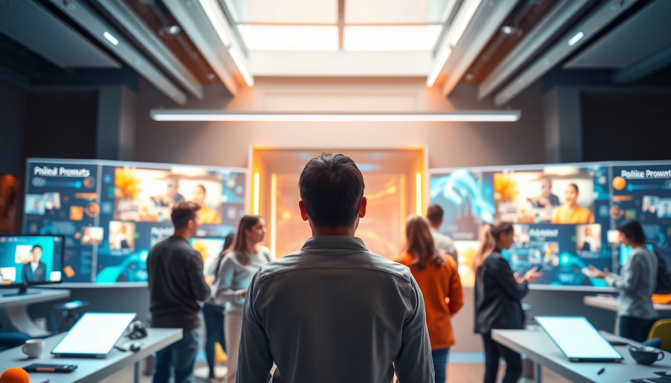 Creating engaging KlingAI Prompts in a vibrant, modern workspace with diverse individuals collaborating.