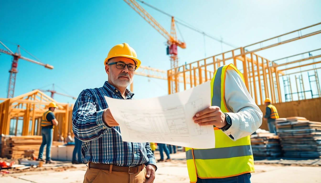 Engage with expert New Jersey General Contractor on a bustling construction site overseeing skilled workers.