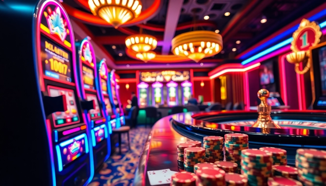 Jouant à des jeux de casino sans dépôt avec des machines à sous colorées et une ambiance excitante