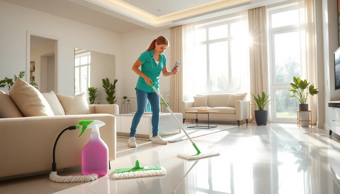 Efficient bond cleaning Logan service depicted with a professional cleaner in action.