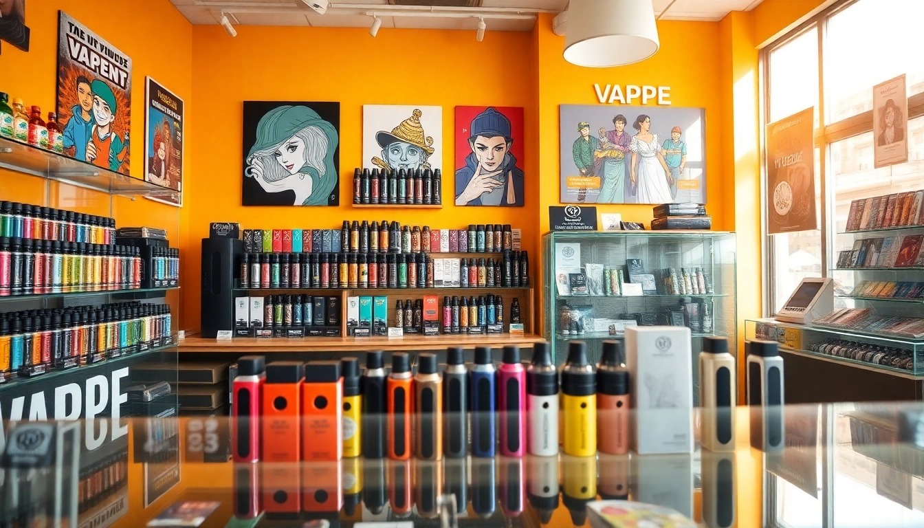 Showcase of vape products at a puff pro vape shop highlighting e-liquids and accessories.