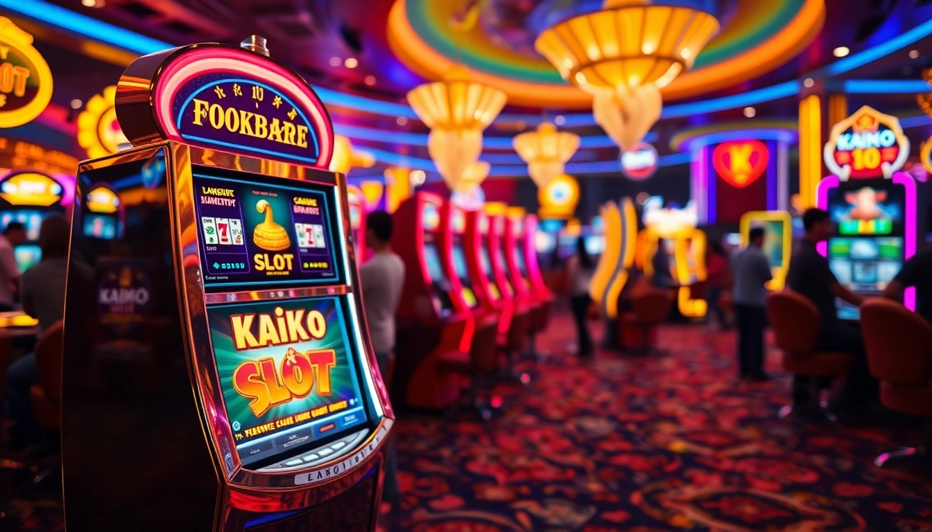 kaiko slot menarik perhatian pemain dengan pencahayaan dramatis dan mesin slot berwarna-warni.