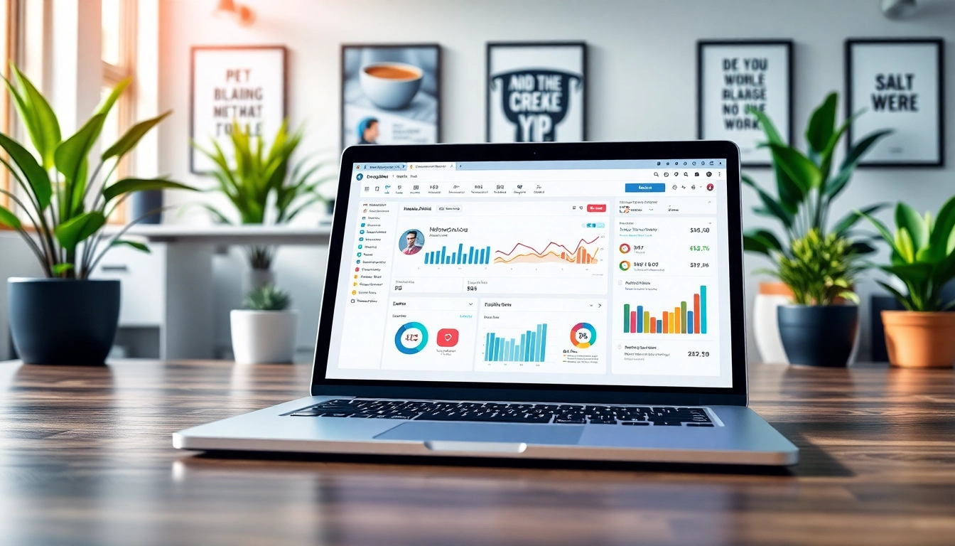 Visualize an Instagram smm panel dashboard showing engagement metrics on a modern laptop.