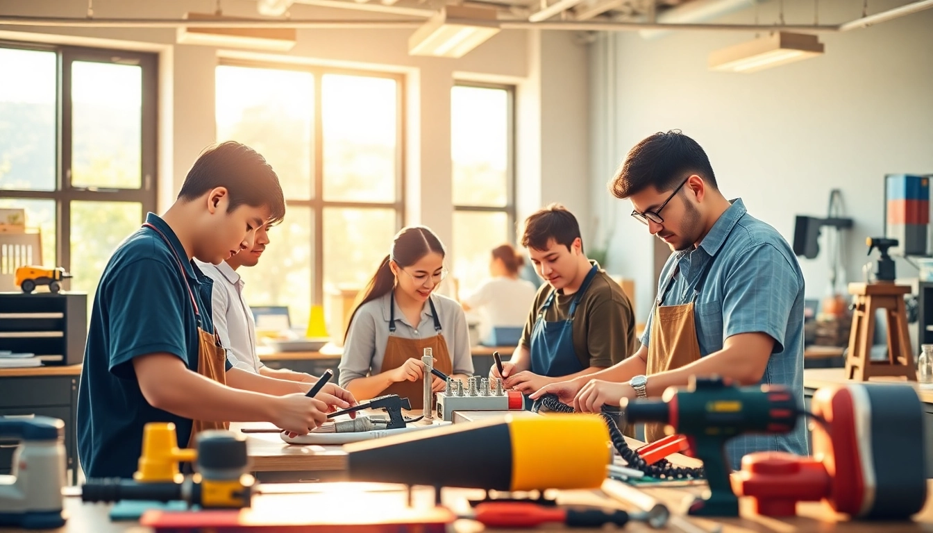 Students actively learning in hawaii trade schools with hands-on training and vocational tools
