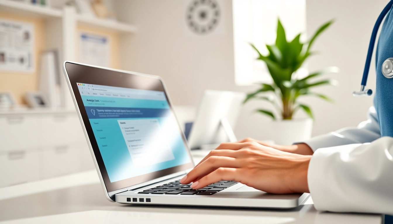 Showcase of secure eprescribing solutions in action with a healthcare provider at a modern medical office.