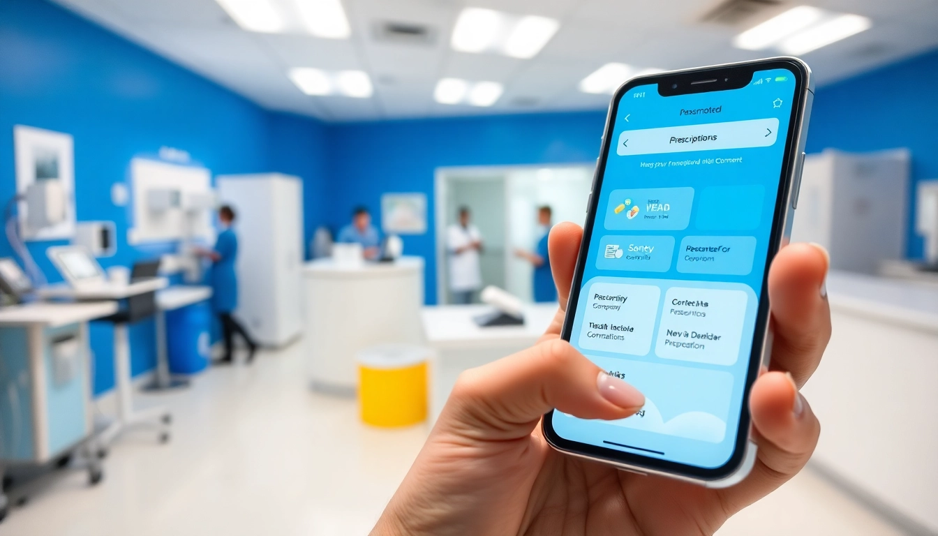 View of top rated prescription applications on a smartphone in a clinical environment, showcasing ease of use.