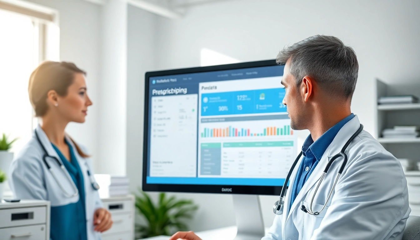 Demonstrating the best eprescribing software on a modern computer screen in a healthcare setting.